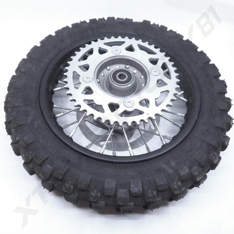 09// ROUE ARRIERE COMPLETE M50 10/10 JANTE10'+PNEU2.50-10+CHAMBRE+DISQUE+COURONNE