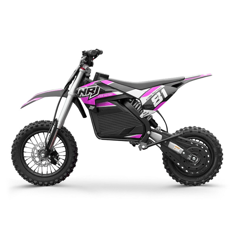 Dirt bike enfant électrique lithium 1000W NRJ 12/10 Rose - vue 3