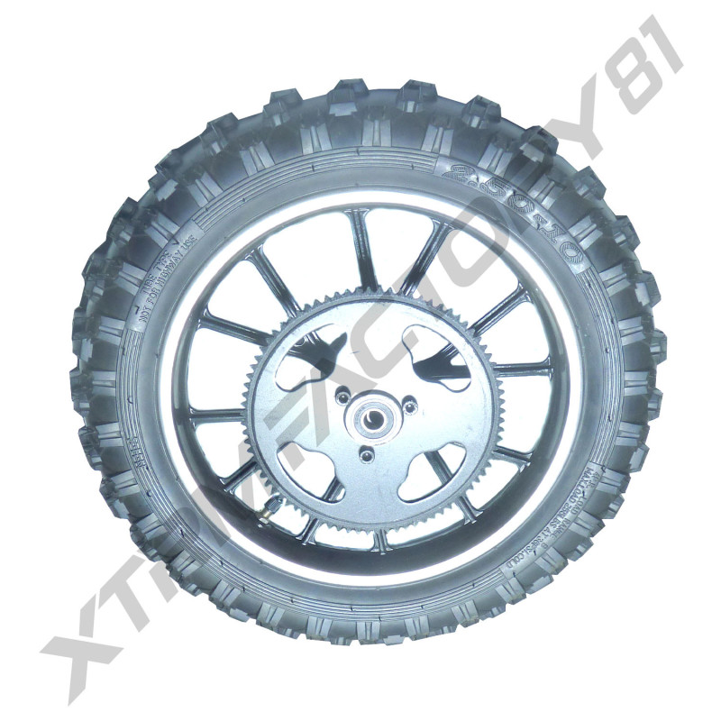 10// ROUE ARRIERE COMPLETE POCKET BIKE MX500 COURONNE 25H 80 DENTS+DISQUE FREIN