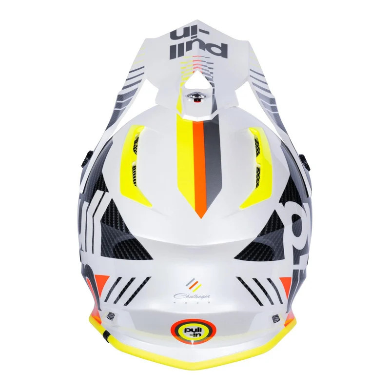 Casque cross PULL IN Race Blanc, Jaune Fluo - vue 2