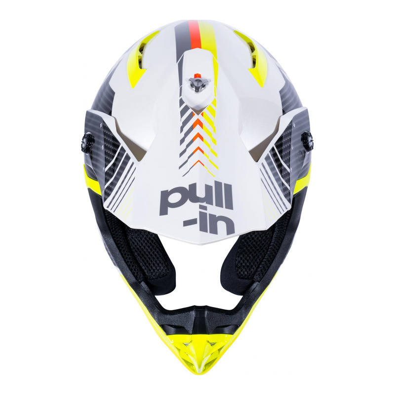 Casque cross PULL IN Race Blanc, Jaune Fluo - vue 3