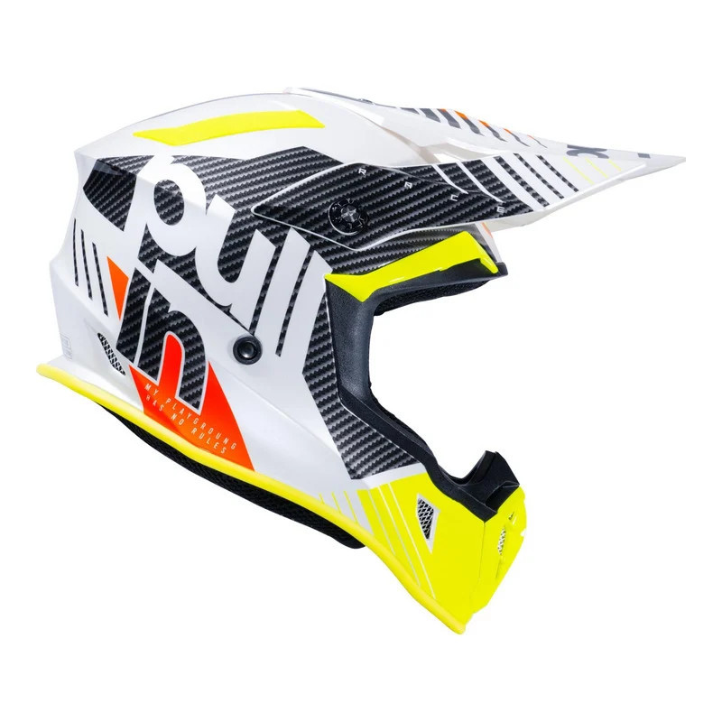 Casque cross PULL IN Race Blanc, Jaune Fluo - vue 4