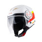 Casque jet vintage PULL IN Open Face, Blanc, Rouge, Jaune