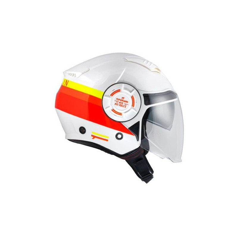Casque jet vintage PULL IN Open Face, Blanc, Rouge, Jaune - vue 2