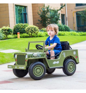 4x4 électrique enfant Jeep Willys 12V vert armée | Euro Import Moto