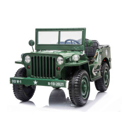 MINI VOITURE JEEP WILLYS 3 PLACES 24V avec pneu EVA