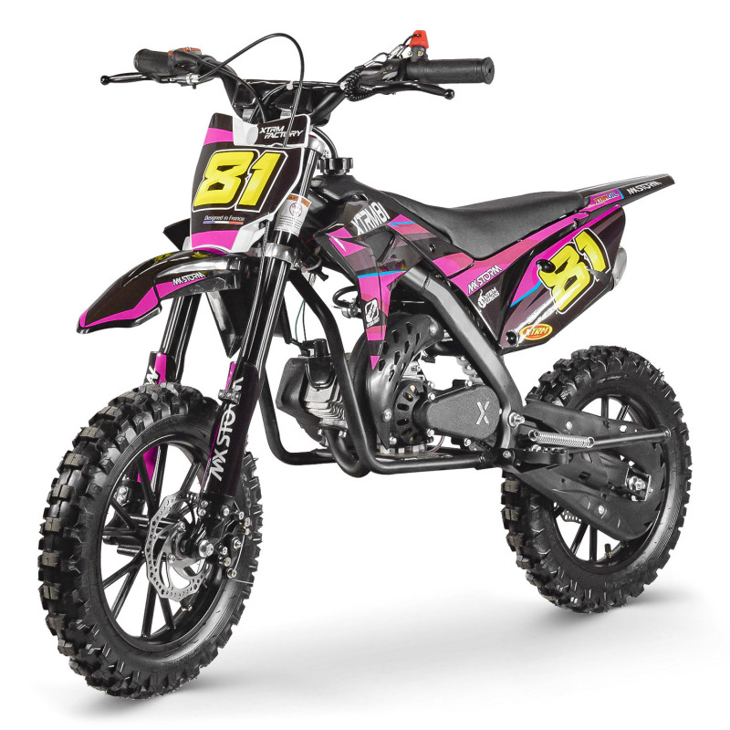 Moto pocket 50cc pour enfant MX STORM Rose - vue 2