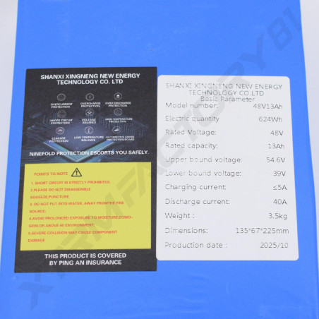 BATTERIE LITHIUM 48V 13AH DYNOSTAR