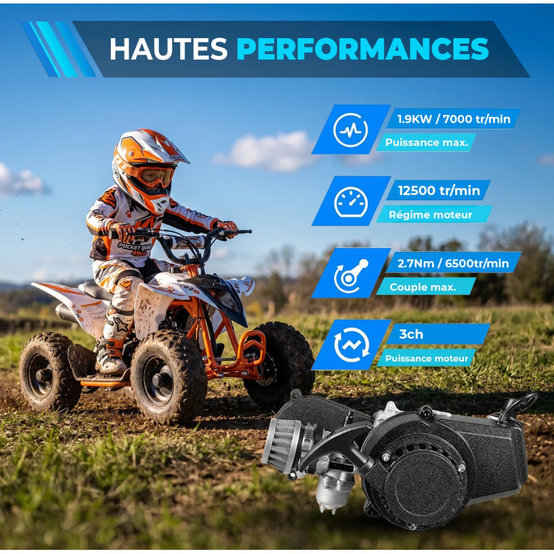 17B// MOTEUR POCKET BIKE 49CC DÉMARREUR ÉLECTRIQUE POCKET CROSS QUAD - vue 5