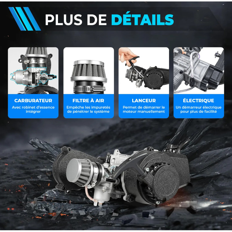 17B// MOTEUR POCKET BIKE 49CC DÉMARREUR ÉLECTRIQUE POCKET CROSS QUAD - vue 6