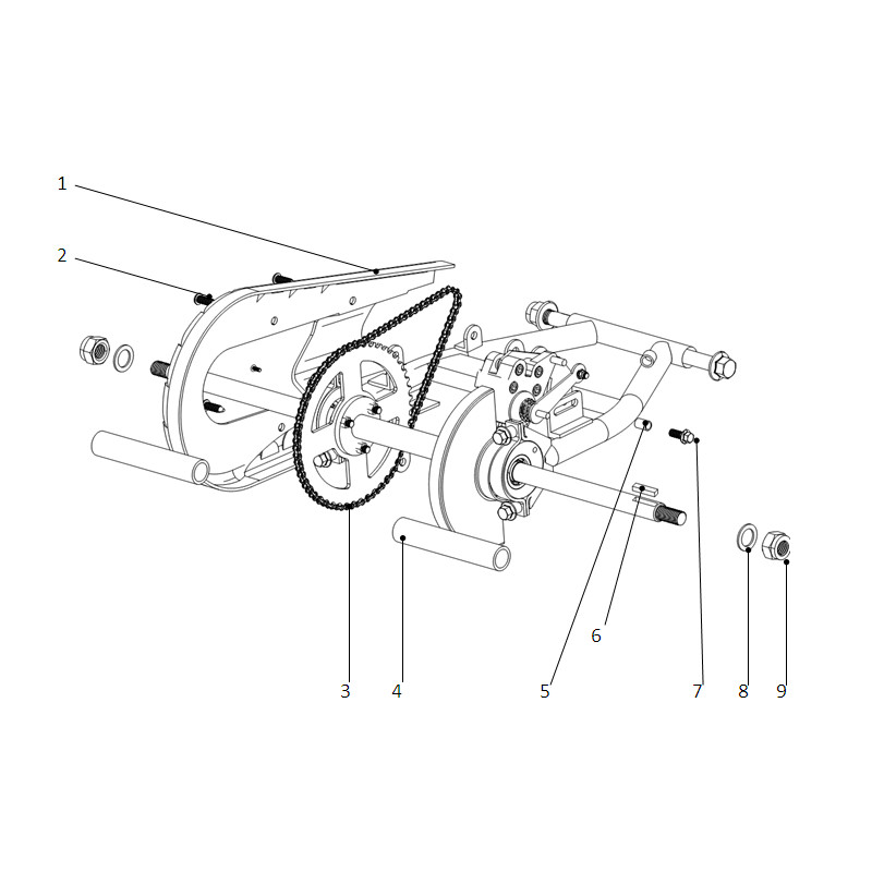 Pièces détachées - POCKET QUAD LUXE 50CC BLANC - Bras arrière (variante)