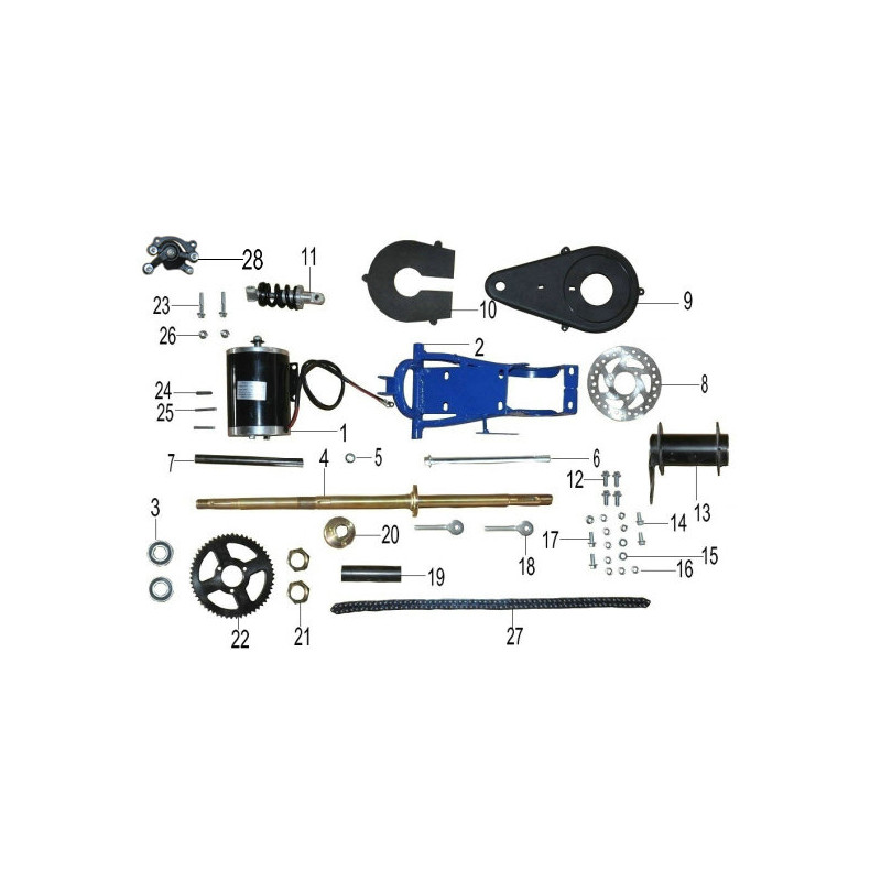 Pièces détachées - POCKET QUAD MINI BAZOU 1000W - TRAIN ARRIERE