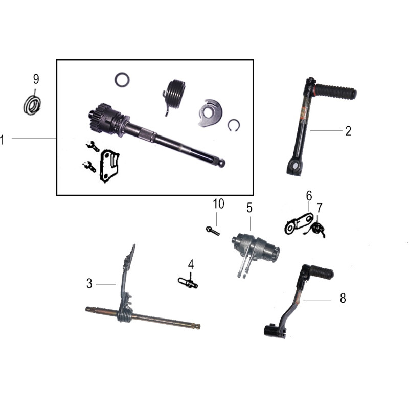 Pièces détachées - DIRT BIKE KAYO TS90 - ARBRE DE KICK