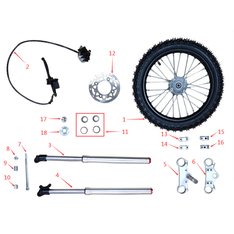 Pièces détachées - DIRT BIKE NRJ 1000W 12/10 - ROUE AVANT