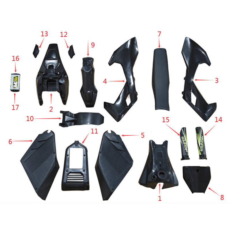 Pièces détachées - DIRT BIKE NRJ 5000W 17/14 - CARENAGES