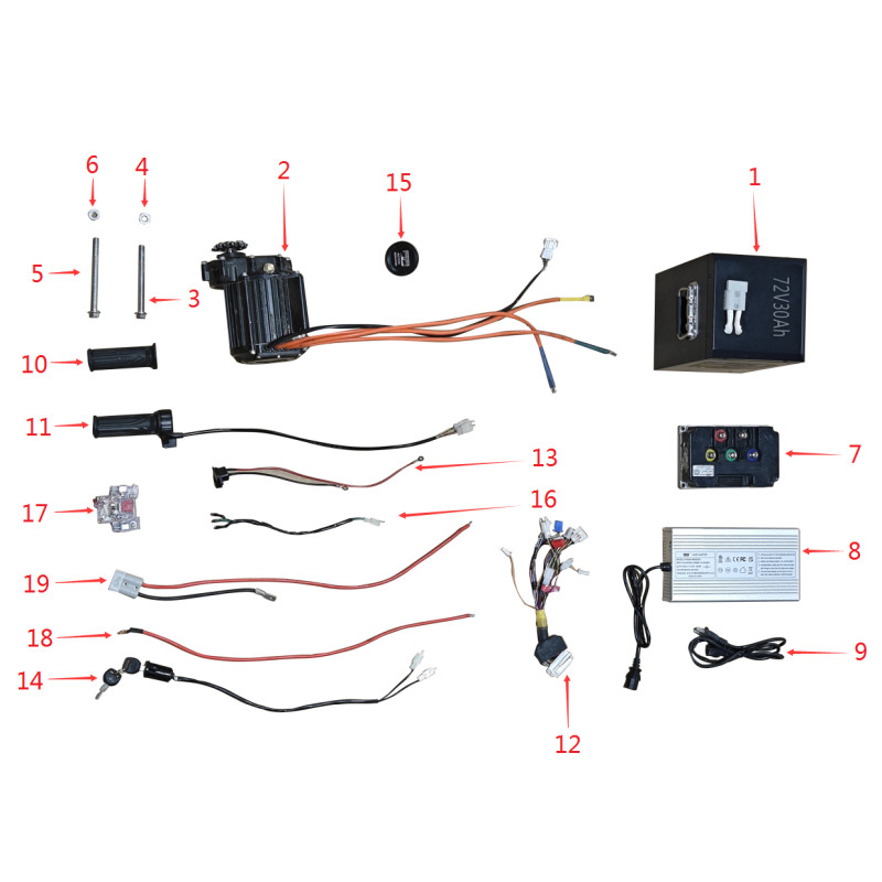 Pièces détachées - DIRT BIKE NRJ 5000W 17/14 - PARTIE ELECTRIQUE