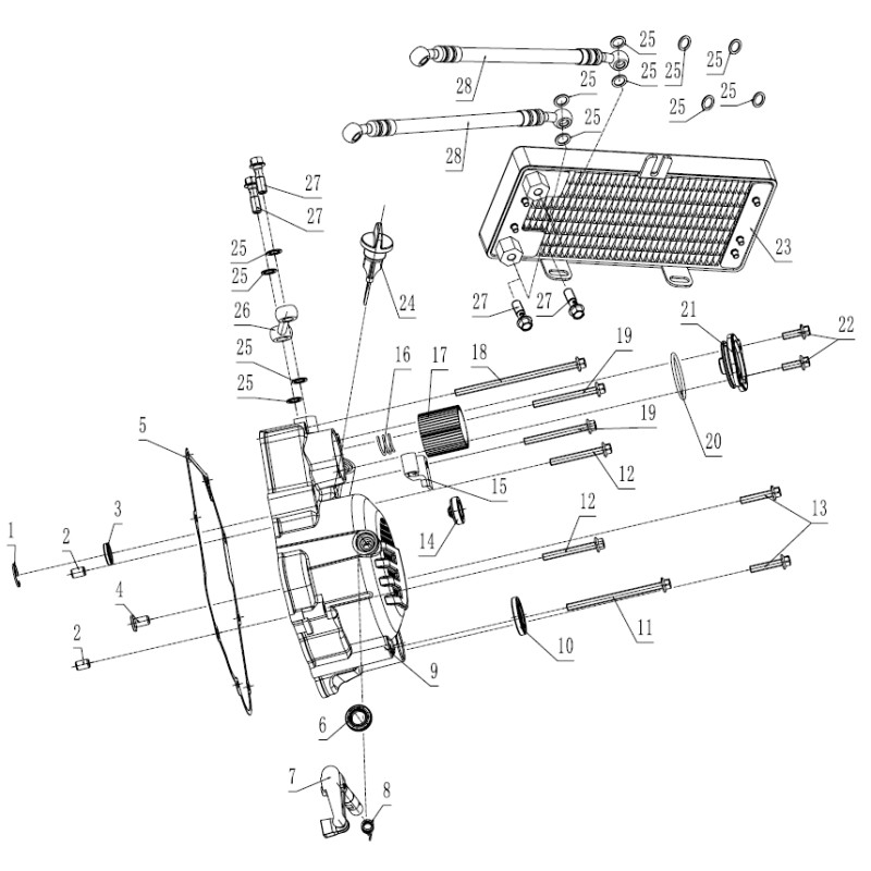 Pièces détachées - DIRT BIKE KAYO TT190R - CARTER EMBRAYAGE / RADIATEUR