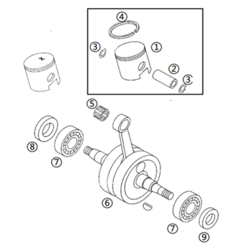 Pièces détachées - DIRT BIKE KAYO KT50 20EM - EMBIELLAGE / PISTON