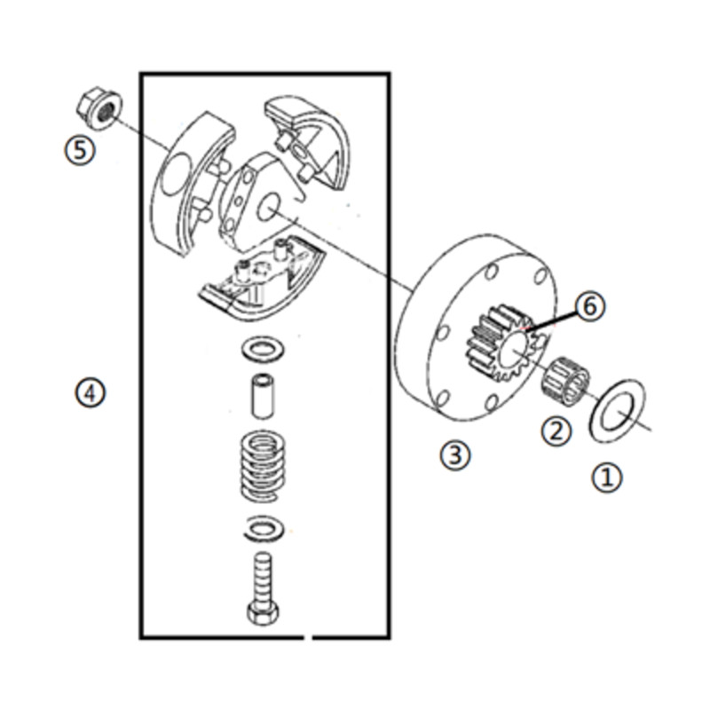 Pièces détachées - DIRT BIKE KAYO KT50 20EM - EMBRAYAGE