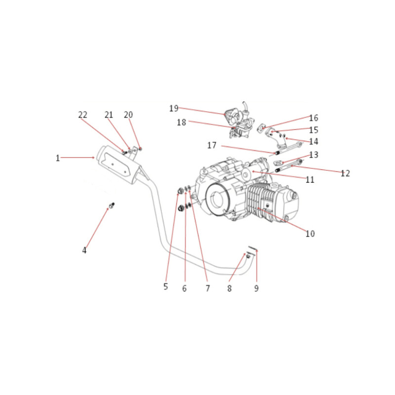 Pièces détachées - QUAD SPORTIF 110CC LUXE - Moteur et échappement